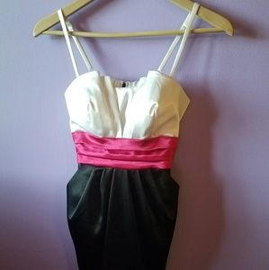 Homecoming dress with pink ribbon